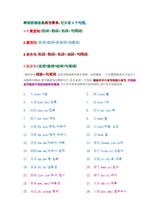 韩语入门(基本语法)