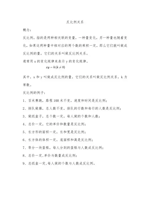 反比例关系
