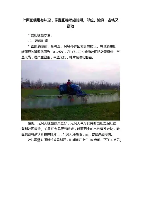 叶面肥使用有诀窍，掌握正确喷施时间、部位、浓度，省钱又高效
