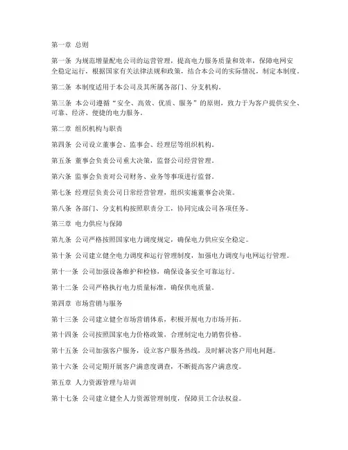 增量配电公司管理制度