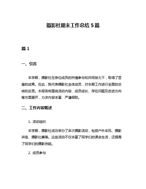 摄影社期末工作总结5篇