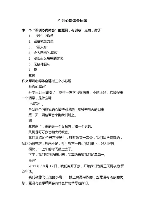 军训心得体会标题