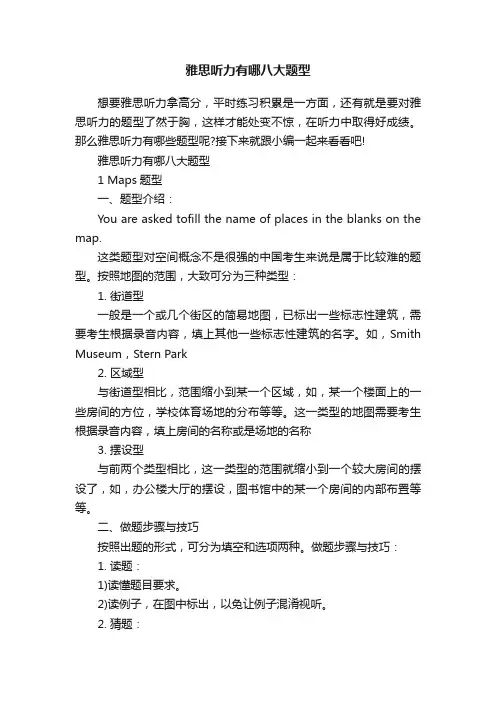 雅思听力有哪八大题型
