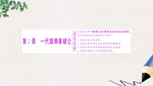 高中历史第三单元欧美资产阶级革命时代的杰出人物第3课一代雄狮拿破仑课件新人教版选修4(1)