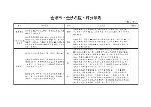 金坛市“金沙名医”评分细则