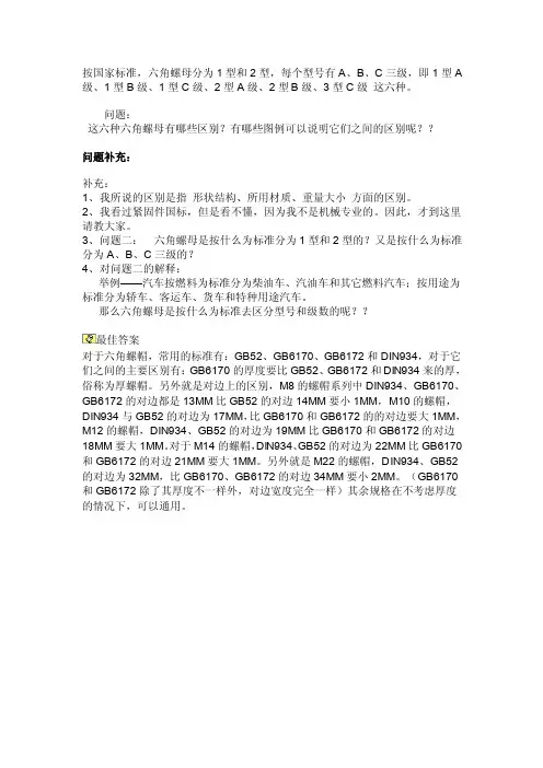 螺母尺寸介绍