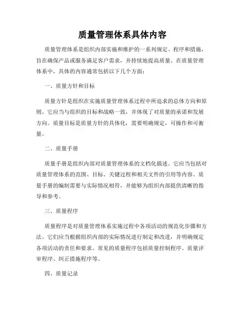 质量管理体系具体内容