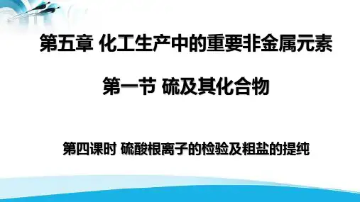 硫酸根离子的检验及粗盐提纯+课件++2022-2023学年高一下学期化学人教版(2019)必修第二册
