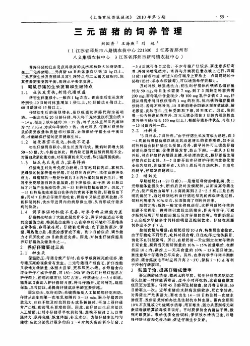 三元苗猪的饲养管理