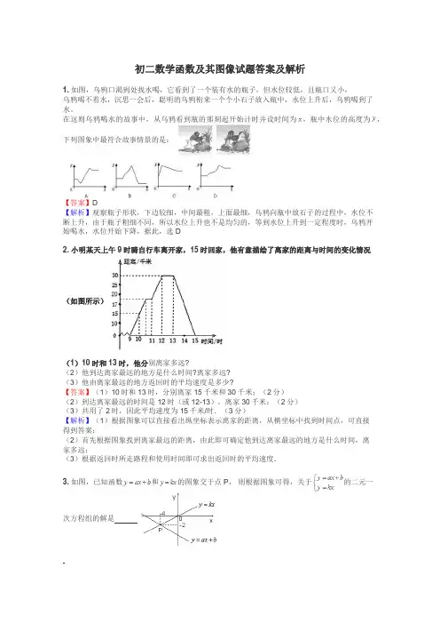 初二数学函数及其图像试题答案及解析
