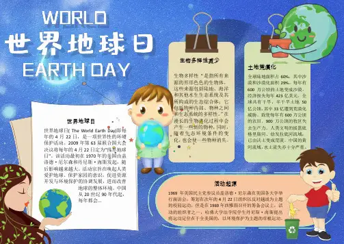 世界地球日生物手抄报电子小报word小报