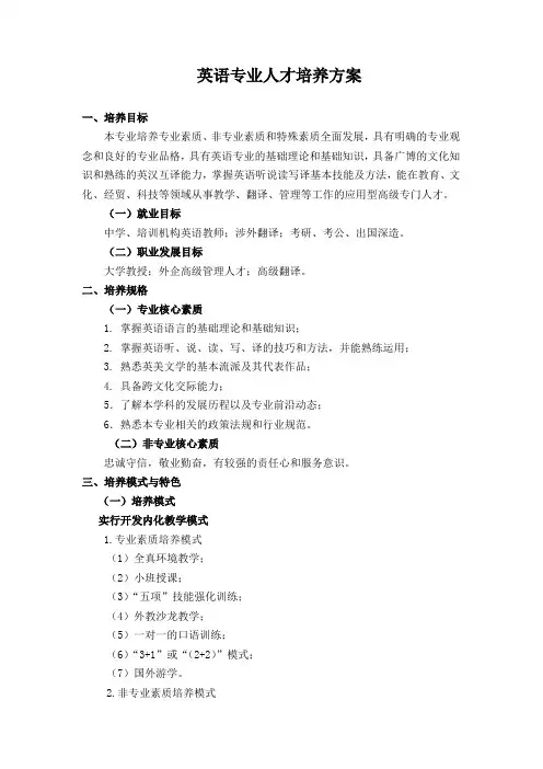 1.英语专业人才培养方案