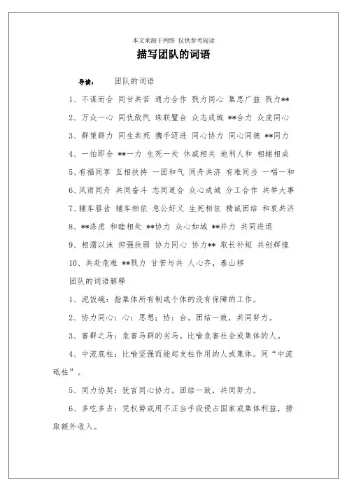 描写团队的词语