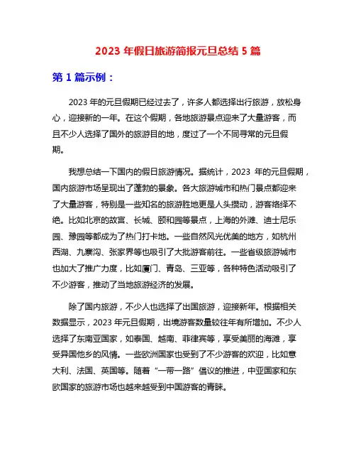 2023年假日旅游简报元旦总结5篇
