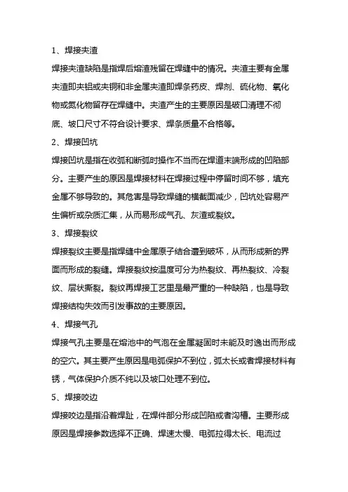 技能培训资料：常见的焊接缺陷
