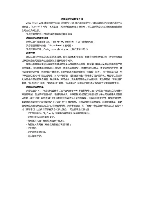 法国航空天合联盟介绍