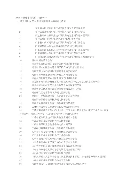 2014年新建本科高校名单