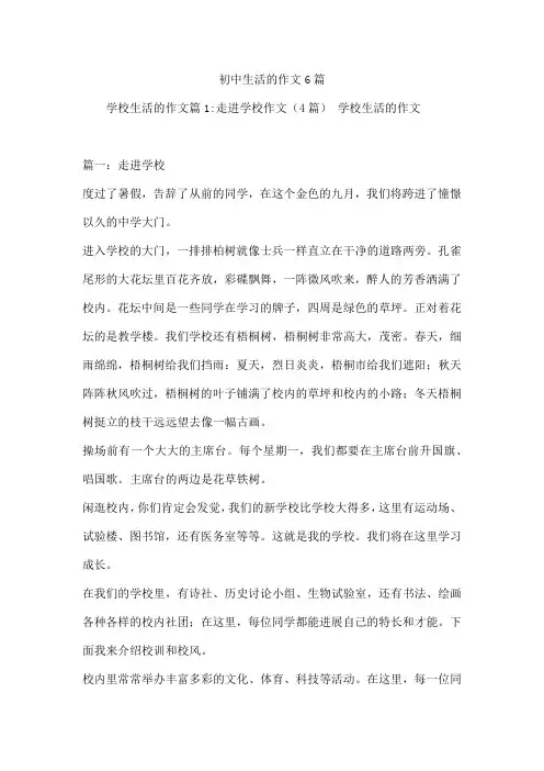 初中生活的作文6篇