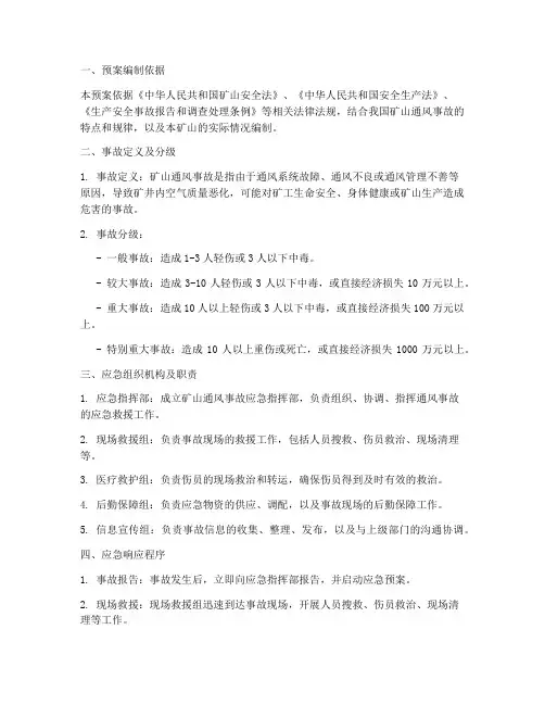 矿山通风事故应急预案