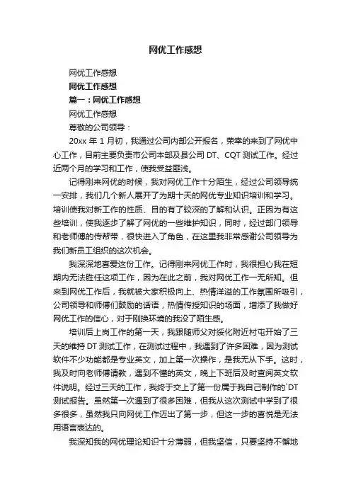 网优工作感想