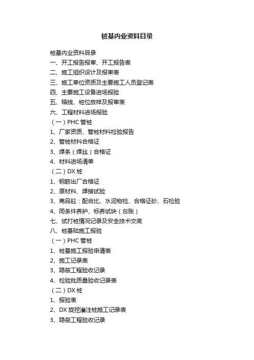 桩基内业资料目录