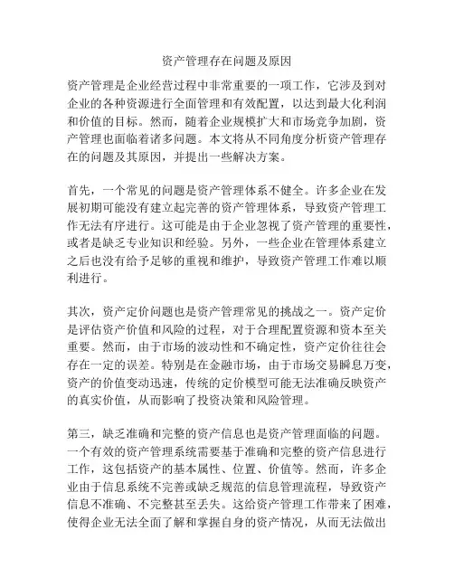 资产管理存在问题及原因