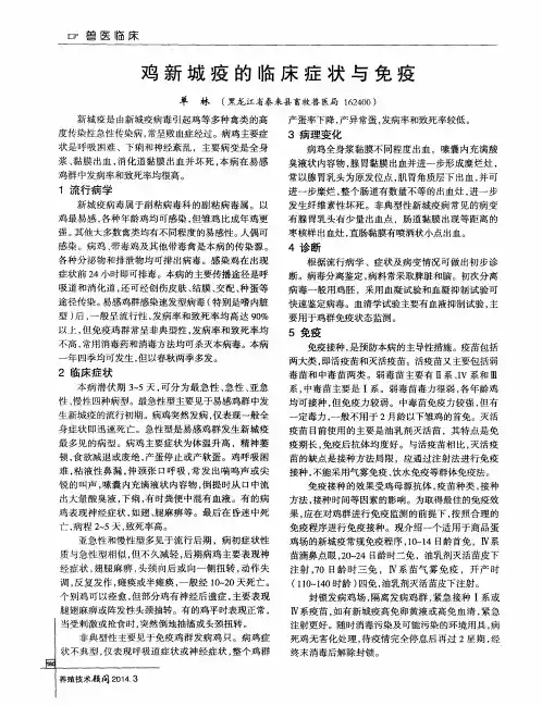 鸡新城疫的临床症状与免疫