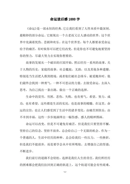 命运读后感1000字
