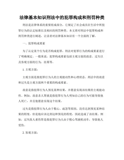 法律基本知识刑法中的犯罪构成和刑罚种类