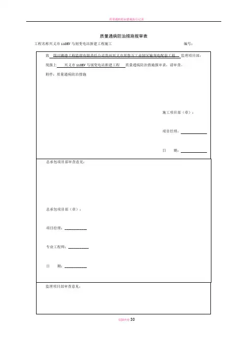质量通病防治措施报审表