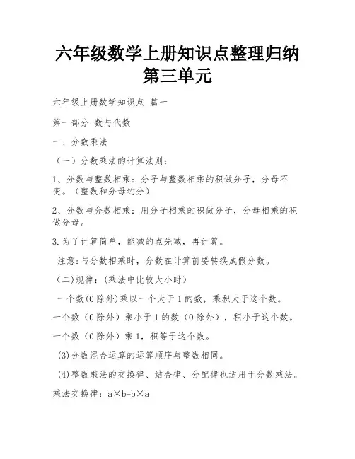 六年级数学上册知识点整理归纳第三单元