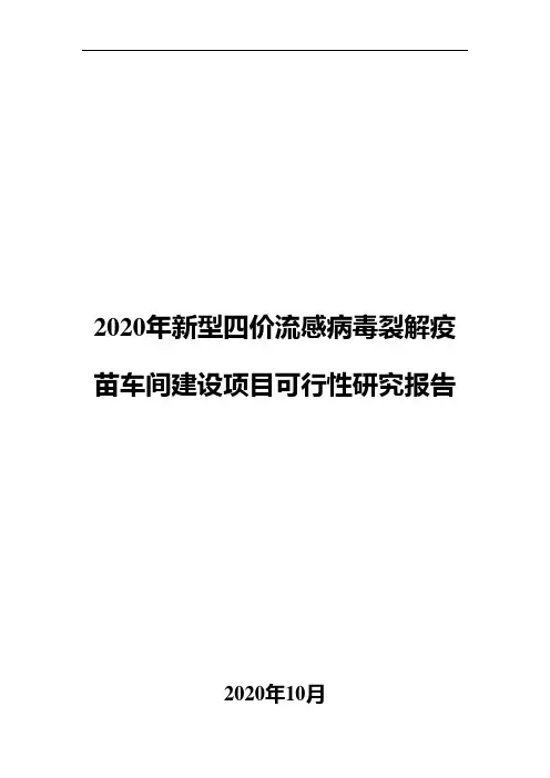 2020年新型四价流感病毒裂解疫苗车间建设项目可行性研究报告