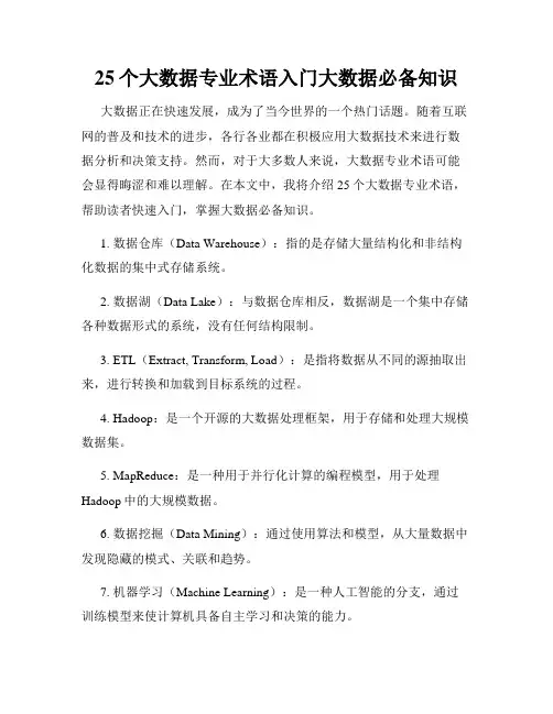 25个大数据专业术语入门大数据必备知识