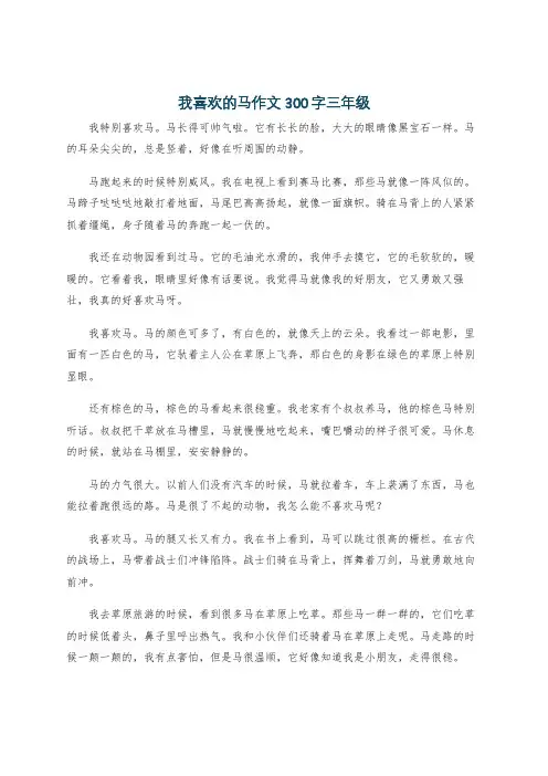 我喜欢的马作文300字三年级