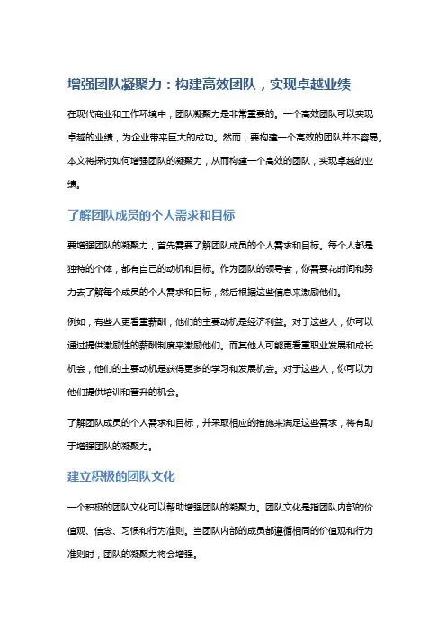 增强团队凝聚力：构建高效团队,实现卓越业绩