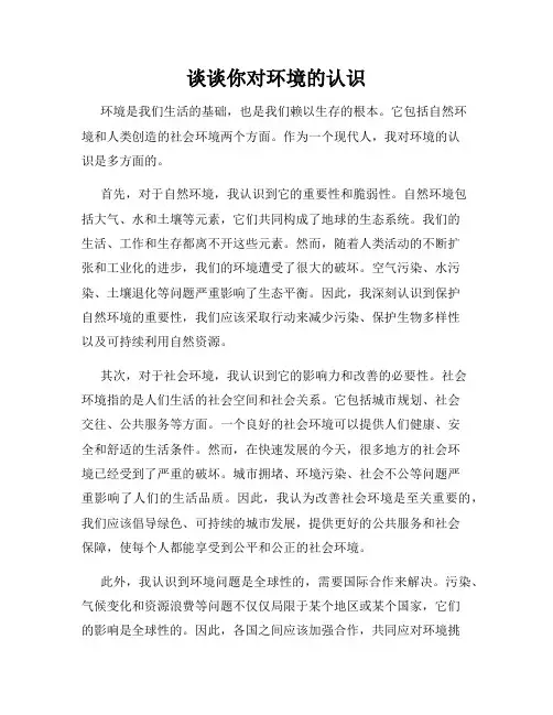 谈谈你对环境的认识