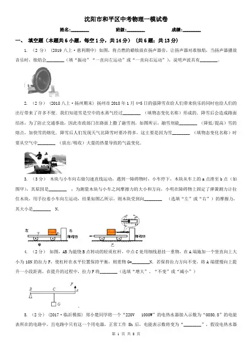 沈阳市和平区中考物理一模试卷