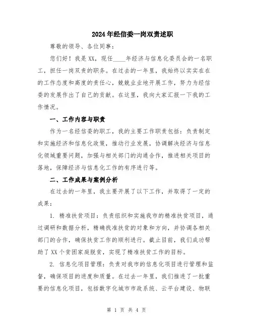 2024年经信委一岗双责述职