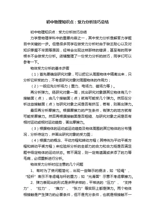 初中物理知识点：受力分析技巧总结