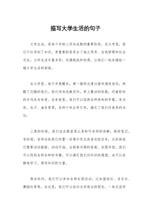 描写大学生活的句子