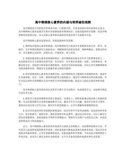 高中物理核心素养的内涵与培养途径浅探