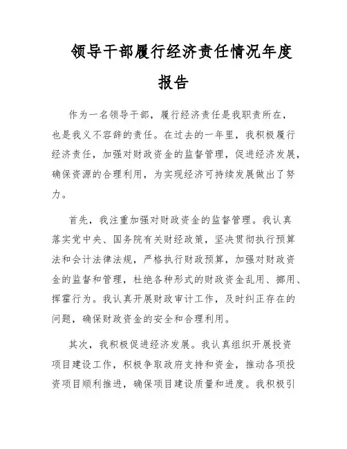 领导干部履行经济责任情况年度报告