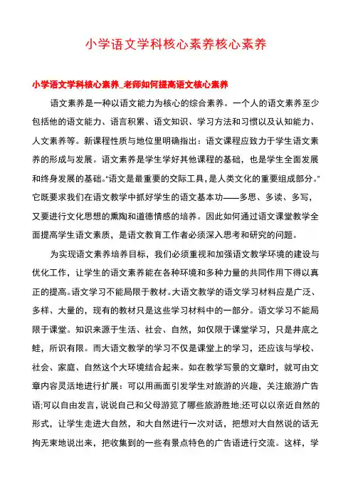 小学语文学科核心素养核心素养