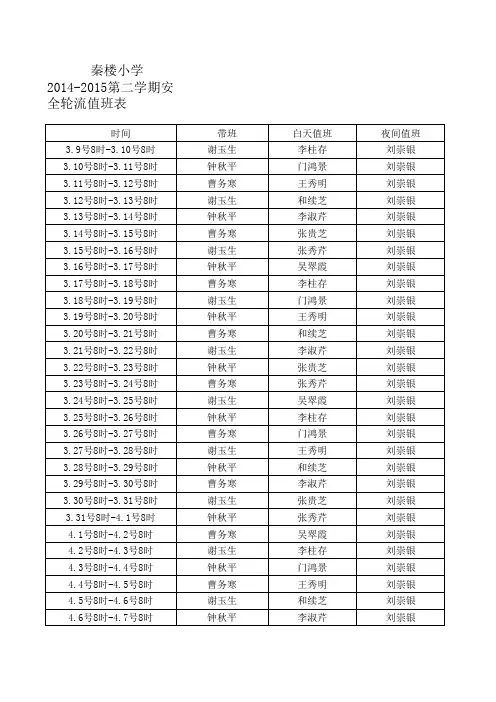 秦楼小学寒假安全值班表