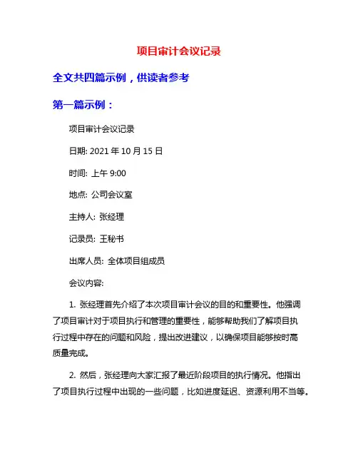 项目审计会议记录