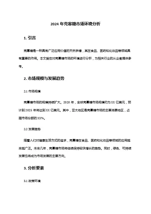 2024年壳寡糖市场环境分析