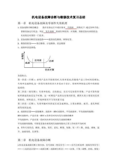 机电设备故障诊断与维修技术复习总结
