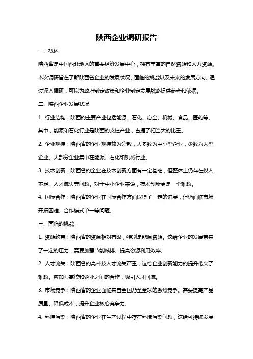 陕西企业调研报告
