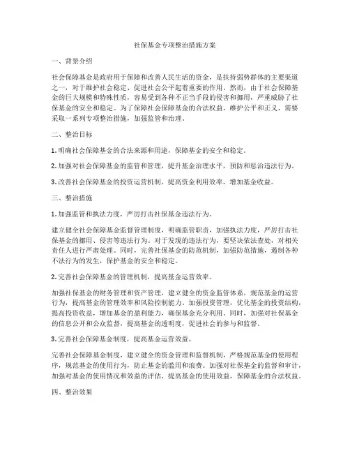 社保基金专项整治措施方案