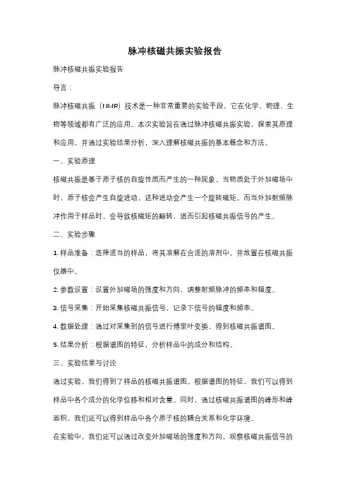 脉冲核磁共振实验报告
